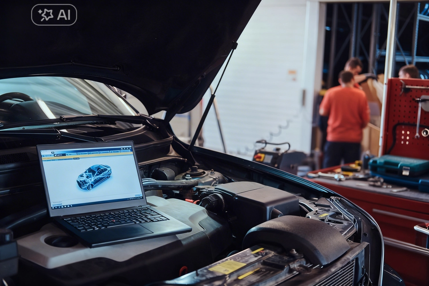 Kfz Döring - Automobil Reparatur, Wartung oder Inspektion -Mechaniker repariert Auto